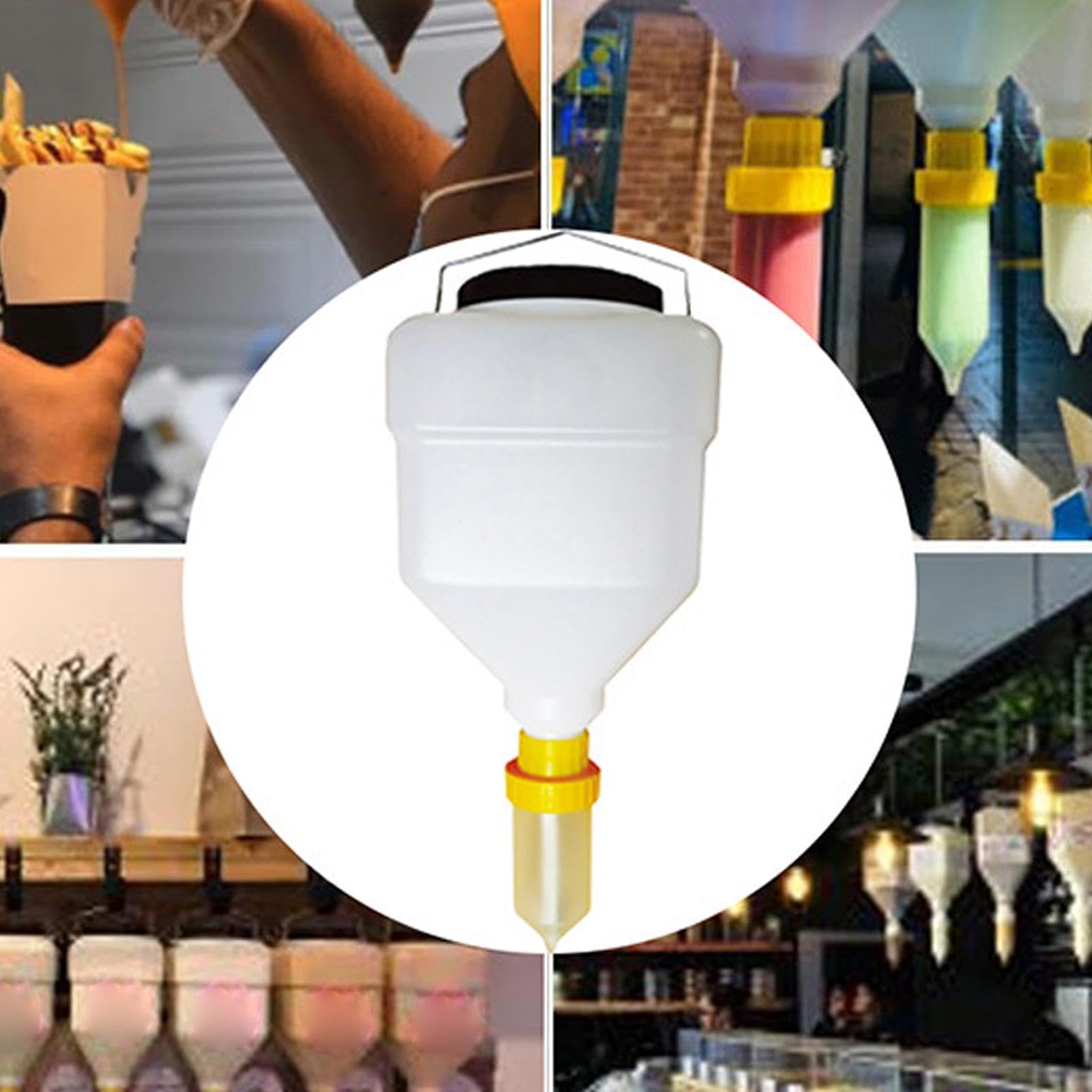 Botella flexible dispensadora – PVC a prueba de fugas de gran capacidad | Envase de salsa recargable, bomba de comercial, jarra de condimento de cocina profesional para aparador de barbacoa E