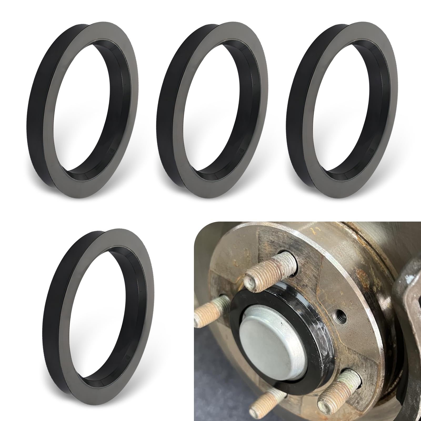 gunroil 4 Pack Car Tire Hub Center Ring, Anti-Stretch Shockproof Design, 2.36In Waterproof Durable Vehicle Hub Reduction Ring, Wheel Hub Seal Ring