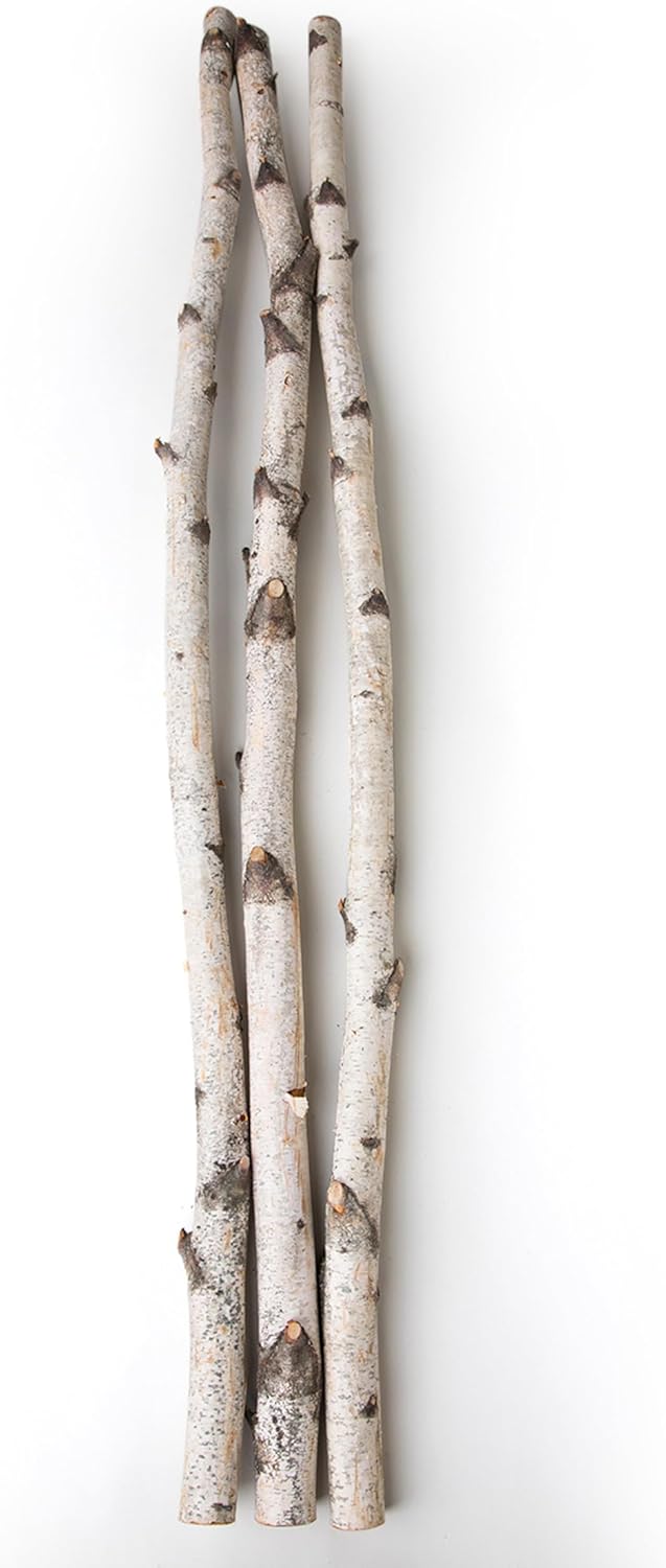4-Foot Natural Birch Logs, Real Birch Wood for Home Decor, Wedding Displays, DIY Crafts, and Seasonal Arrangements – Kiln-Dried Hardwood, Clean, Decorative Wood Branches (1"-2" Dia)