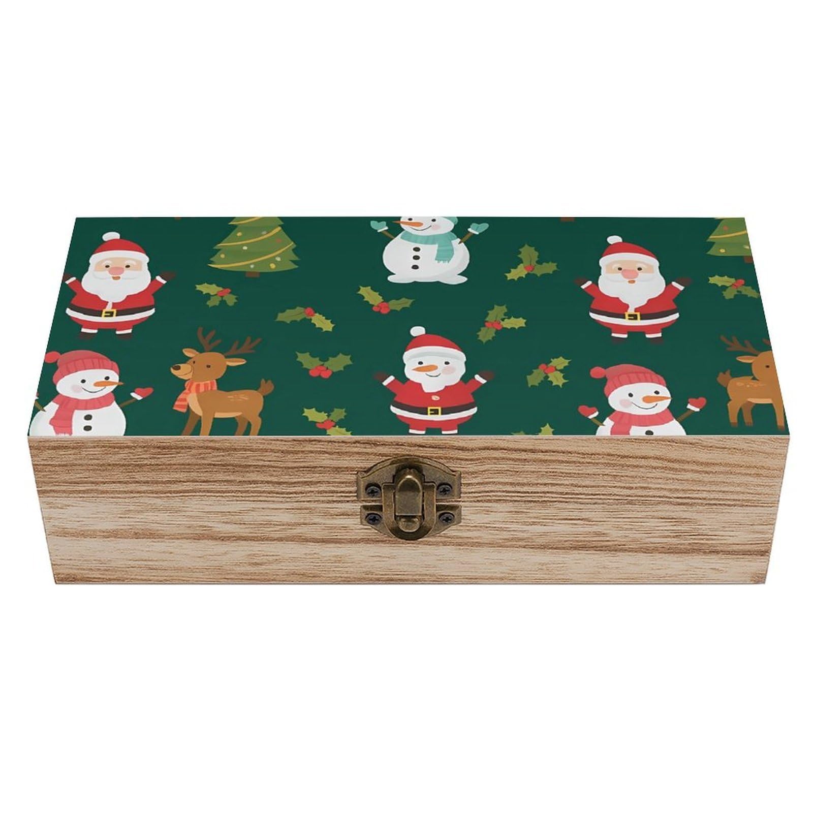 HLBSDM Xmas Tree Santa Claus Deer Snowman Retro Wooden Storage Box Jewelry Art Gift Boxs Decorative Keepsake Boxes