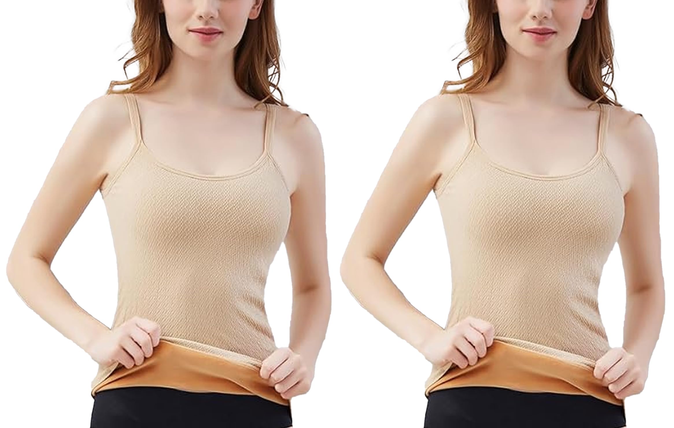 fimalia Women's Thermal Underwear Tops Velvet Camisole Stretchy Slim-Fit Body Shaper Vest Shirt (Suitable for 40-65 kg Weight) (Suitable Size: S, M, L) (Pack of 2)-picture-31