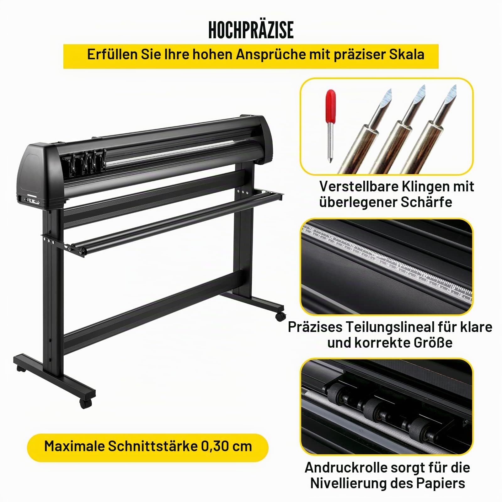 VEVOR Vinyl Schneideplotter 1350 mm, Folienschneider Max. Schnittbreite 1260 mm, Plottermaschine Schnittgeschwindigkeit 800 mm/s, Folienplotter mit Signcut & Signmaster, Hobbz Plotter, 25 kg…