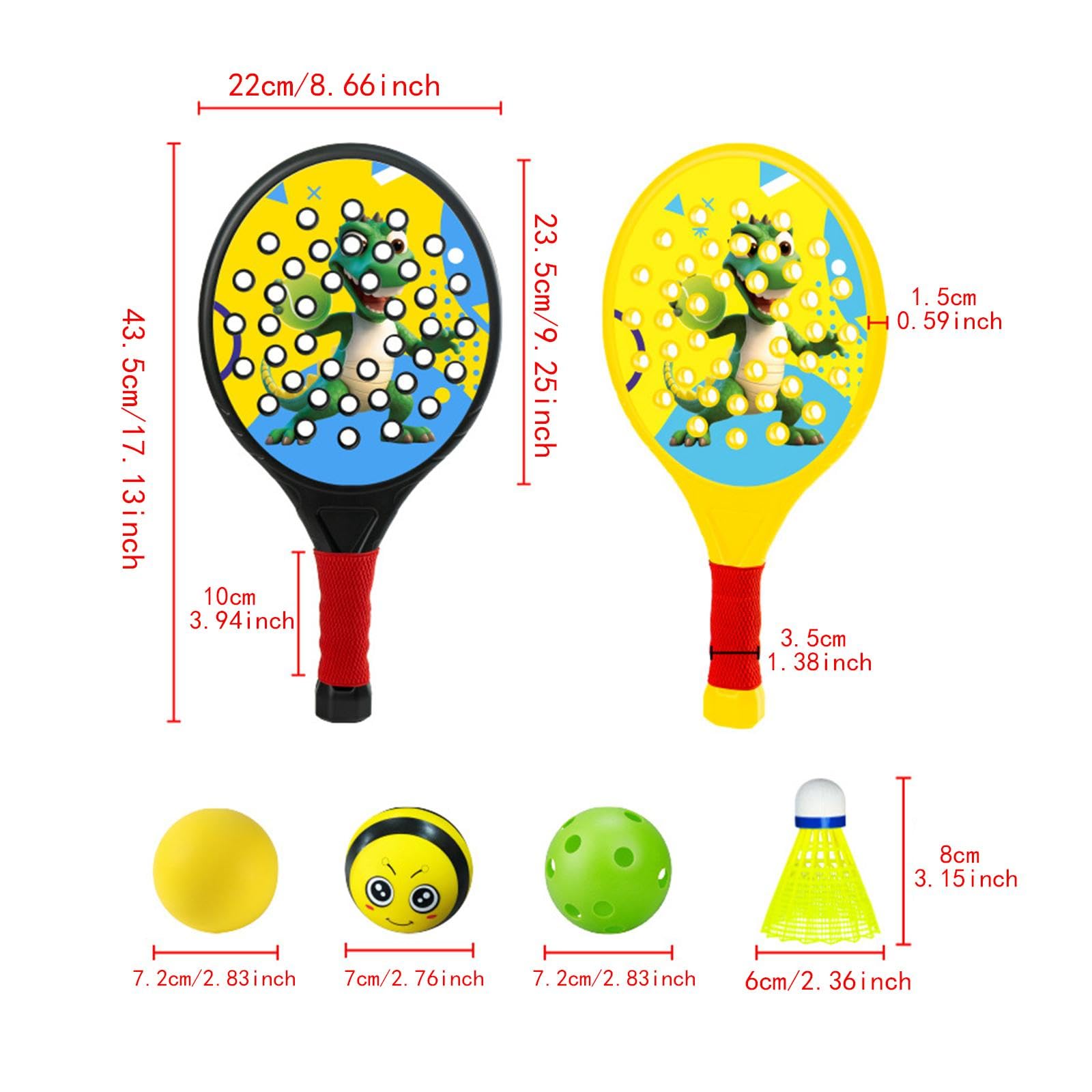 2X Paddle Tennis Racquet Baschetti per Bambini per L'allenamento per Principianti Junior