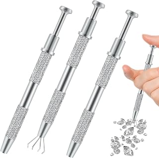 Jeweler's Pick Up Tool,3Pcs Piercing Ball Grabber Tool with 4 Claws,Stainless Steel Septum Ball Screw Tool for Mini Diamond,Pearl Grabber Pick Up Tool for IC Chip Electronic Components Nails Clamping