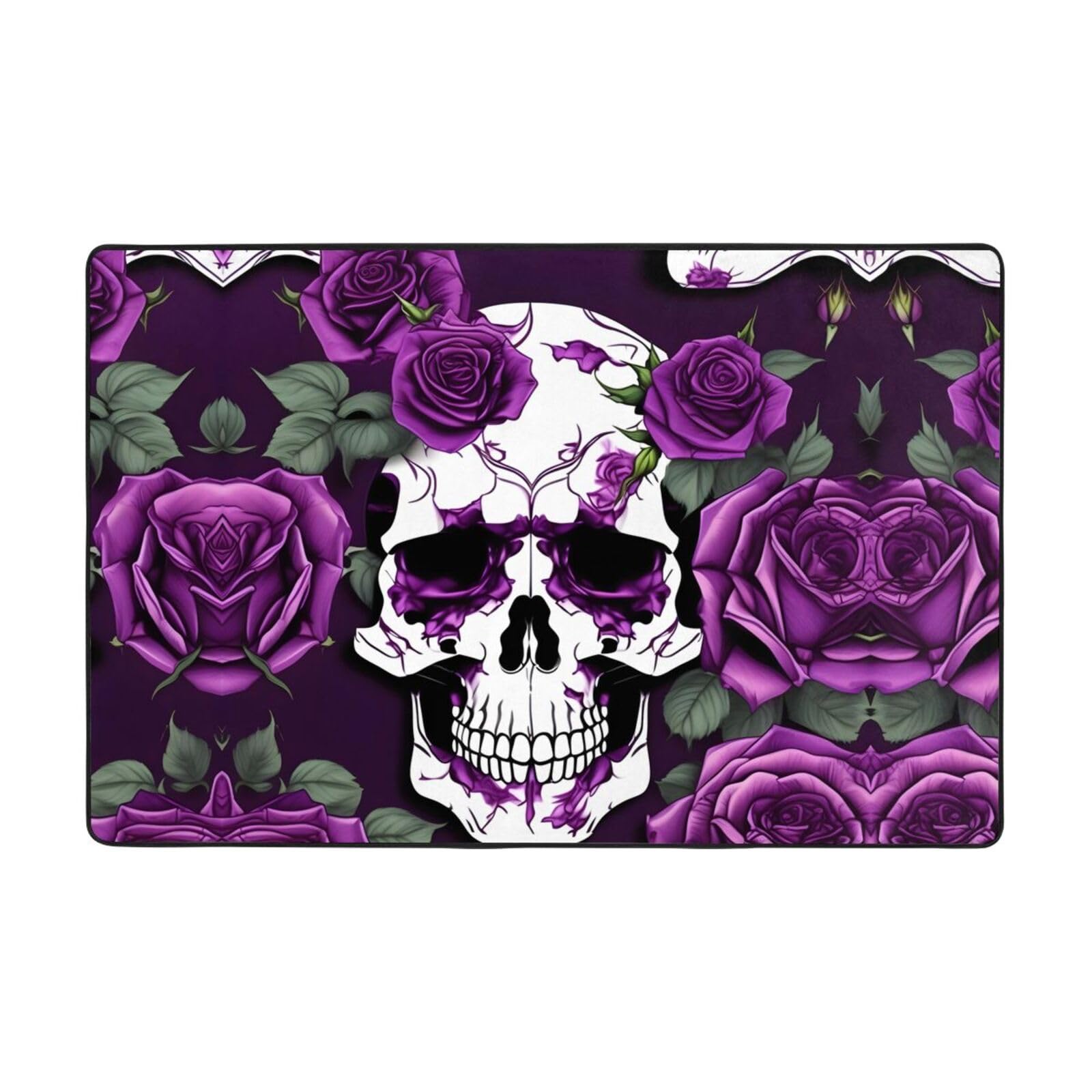 Tapis squelette rose doux et confortable lavable pour chambre ado et deco de salon moderne