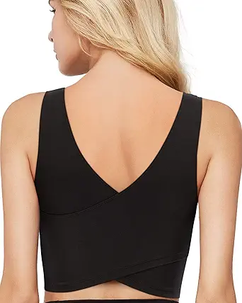 TASADA V-Neck Sports Bras for Women - Wirefree Padded Yoga Bra Running Workout Aesthetic Crop Tank Tops