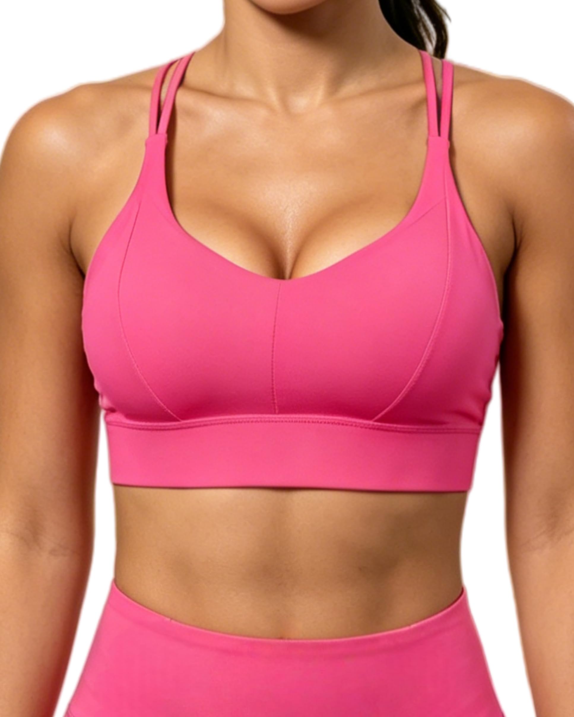 Grace Form Sports Bra for Women Strappy Medium Support Push Up Padded Sports Bra for Running Workout Bra Yoga Bra