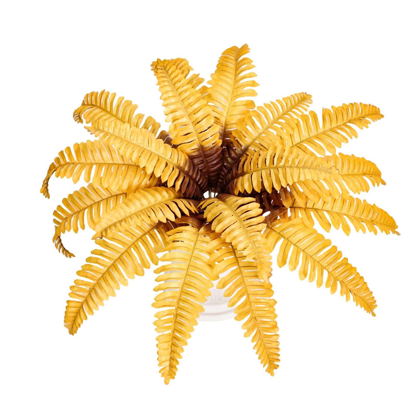 ZBELLO Lifelike Artificial Persian leaves Fern, Simulation Green Plants for Outdoors, Faux Ferns, Fake Plants, Garden, Office, Home Decoration (Yellow)