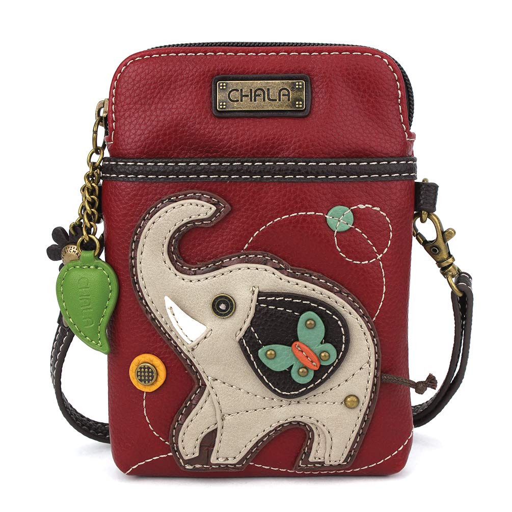 CHALA Wilderness Animal Collection Cell Phone Crossbody Purse-Women PU Leather/Canvas Multicolor Handbag w/Adjustable Strap