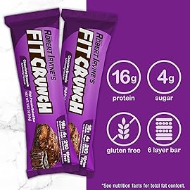 FITCRUNCH Snack Size Protein Bars, 6-Layer Baked Bar, 4g of Sugar, Gluten Free & Soft Cake Core (18 Bars, Chocolate Brownie)