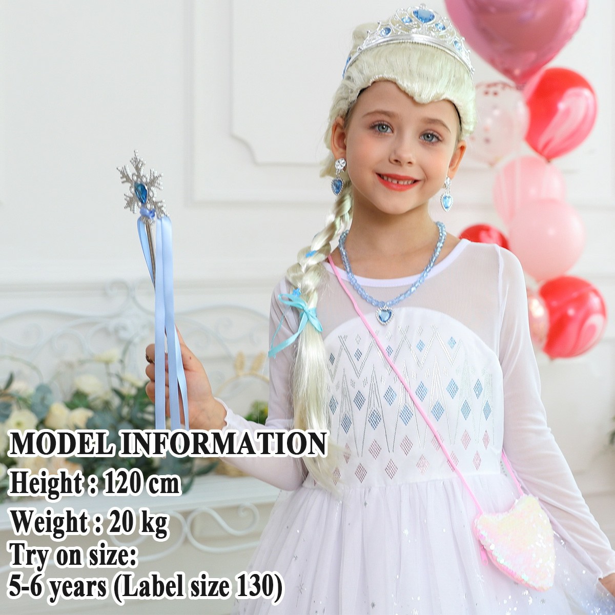 Amazon.com: Luzlen Elsa White Princess Dress for Girls Halloween Costume  Kids Birthday Party Long Sleeve Outfit with Wig Accessories,2-3 Years(Label  100) : Clothing, Shoes & Jewelry