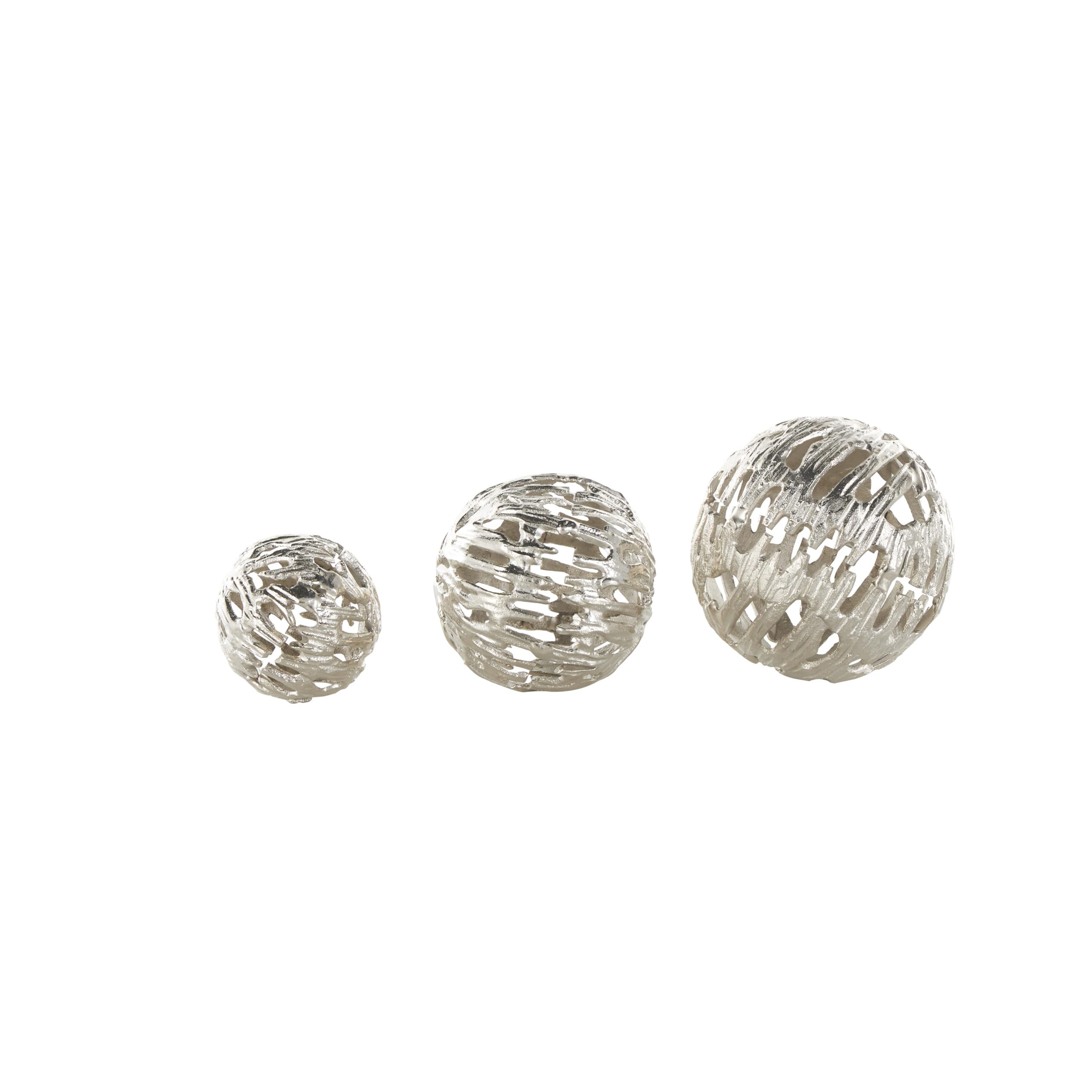 Deco 79 Aluminum Metal Abstract Metallic Cutout Orbs & Vase Filler, Set of 3 7", 6", 4" H, Silver