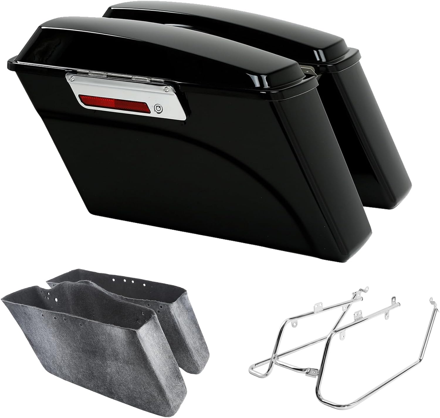 XFMT Motorcycle Hard Saddlebags W/Chrome Saddle Bags Conversion Brackets For Harley Dyna Fat Bob Low Rider Street Bob Super Glide 2008-2017
