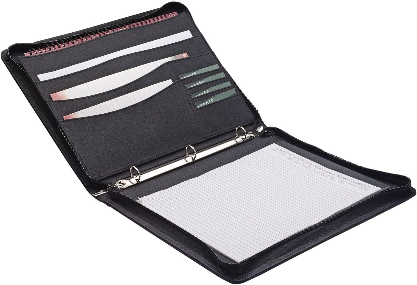 iCarryAlls Zipper Binder Portfolio with iPad Holder Notepad Holder, Organizer Padfolio, Compatible for iPad Pro 12.9" 2020 & 2018, 11.3x11.3x14.0 in. (PJB032-IP129-2018-BK) : Office Products