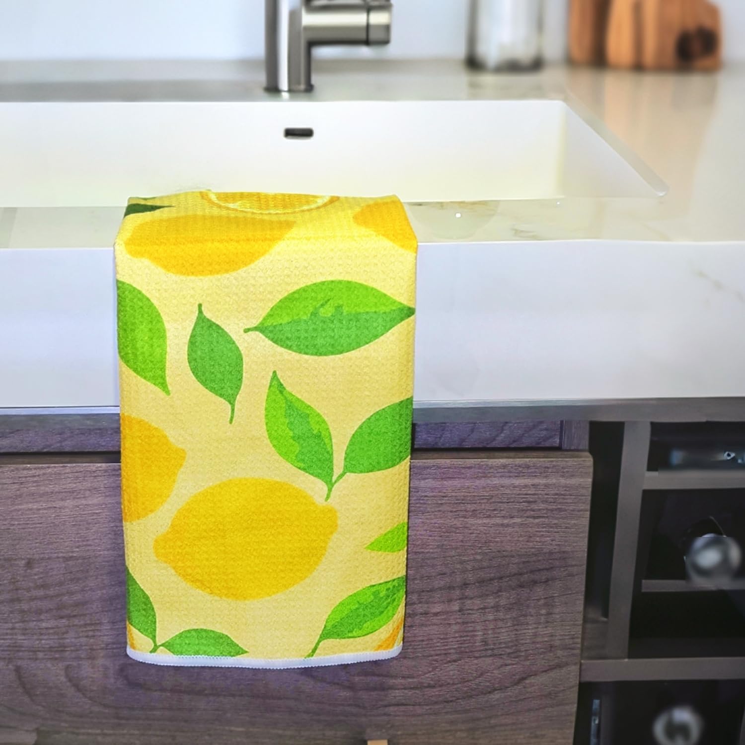 18” x 30” Highly Absorbent Kitchen Towels, Quick Dry Microfiber Tea Towel, Dish Towels for Kitchen Drying, Ultra Soft Premium Hand Towels (Lemon) - Image 5