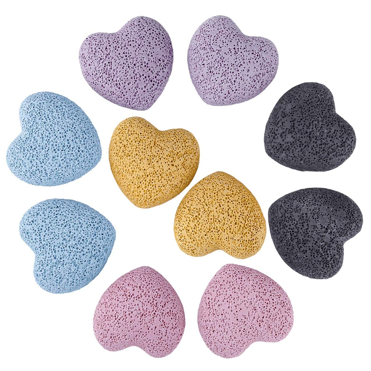 RockcloudColorful Lava Rock Stone Heart Shape Pocket Stones Dyed Lava Rocks Aromatherapy Essential Oil Diffuser Set, 0.9 Inch, 10 Pcs