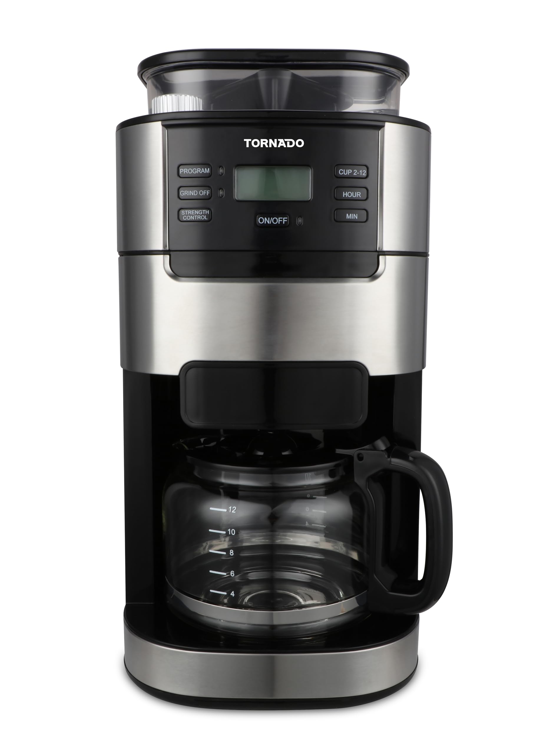 Tornado TCM-1025A-GS, cafetière filtre manuelle, broyeur conique, 1,5 L