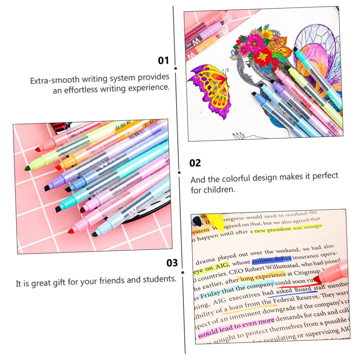 DOITOOL 3 Series Resaltador Borrable Bolígrafos Lindos Bolígrafos Borrables Fluorescente Rotulador Pluma De Escribir Papelería De Estudiantes Iluminador Líquido Pastel 10 Piezas X 3