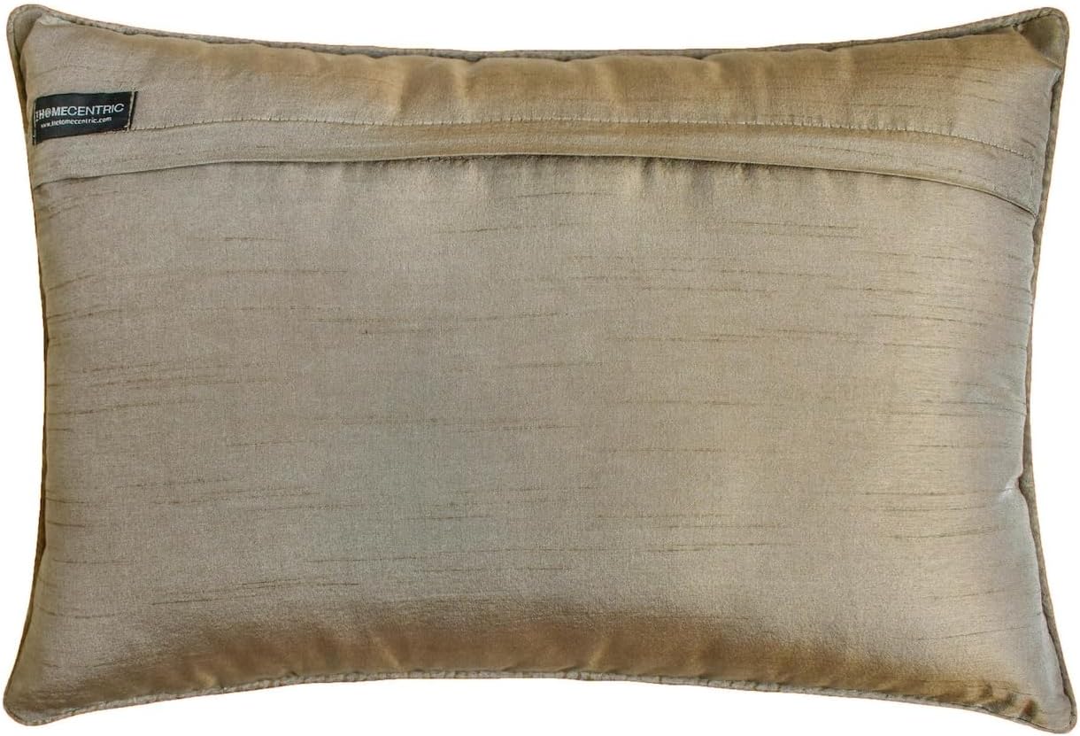 Antique Gold Luxury Lumbar Pillow Cover 12" x 16" | Contemporary Jacquard Oblong Cushion Cover Damask | Antique Gold Textured Fabric Pillowcases for Bed, Couch & Sofa, Modern Home Décor - Golden Aura