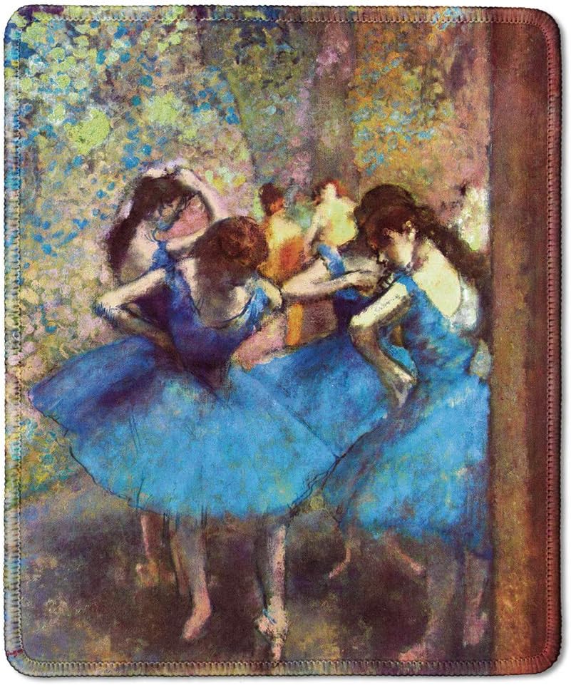 dealzEpic - Art Mousepad - Natural Rubber Mouse Pad with Famous Fine Art Painting of Dancers in Blue by Edgar Degas - Stitched Edges - 9.5x7.9 inches