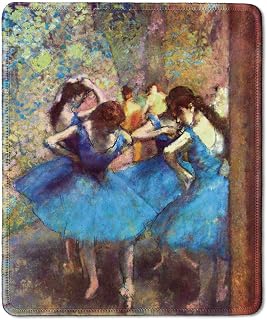 dealzEpic - Art Mousepad - Natural Rubber Mouse Pad with Famous Fine Art Painting of Dancers in Blue by Edgar Degas - Stitched Edges - 9.5x7.9 inches