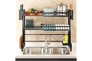 Over-the-Sink Dish Drying Rack for Kitchen Organization and Storage