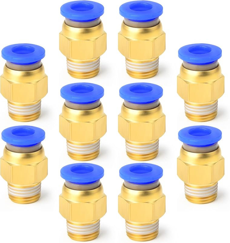 10 Pcs 4mm Tube OD x 1/8 BSP Male Straight to Connect Pneumatic Fittings (PC4-01)