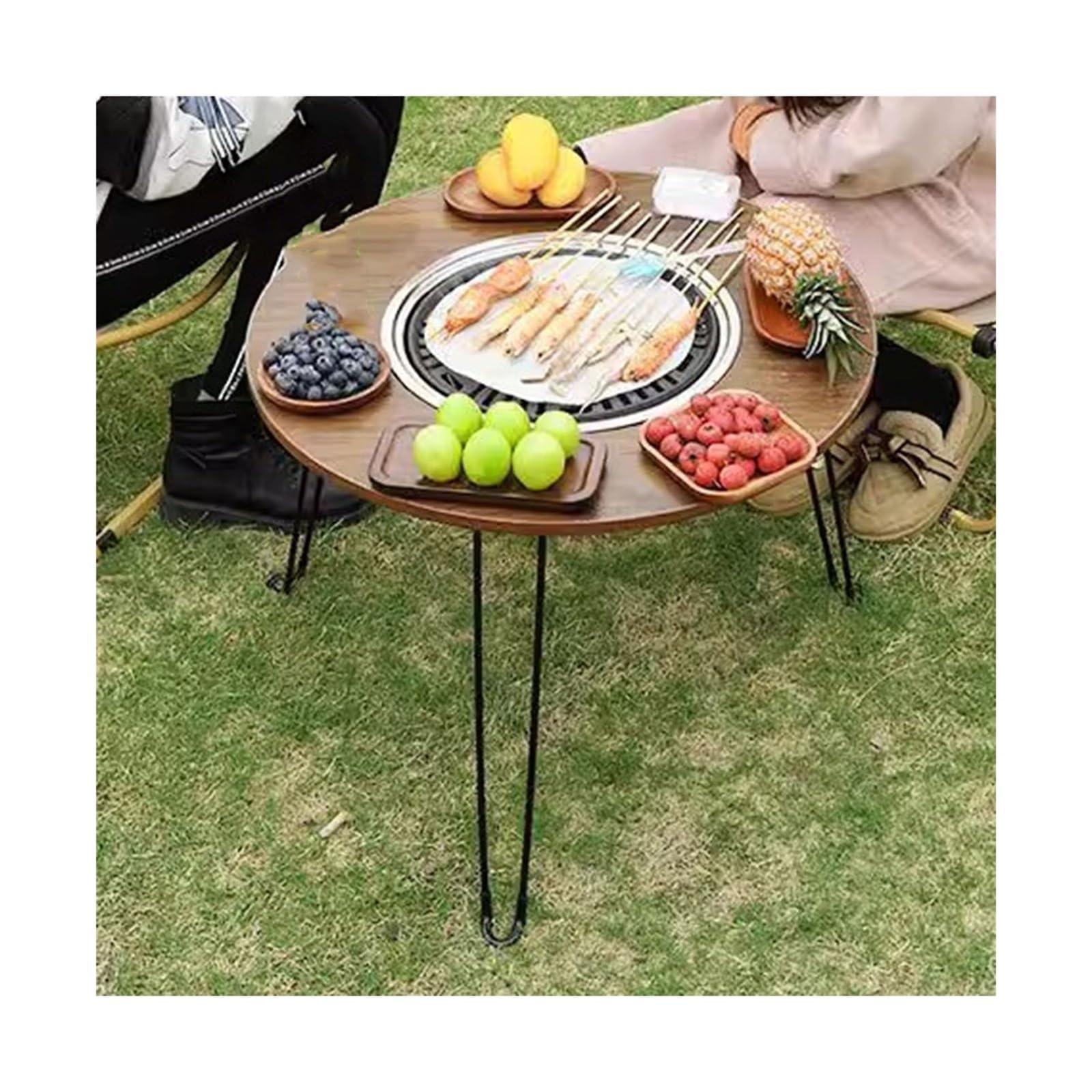 Parrilla de barbacoa Estufa de barbacoa al aire libre, mesa plegable portátil for el hogar rodeada una estufa