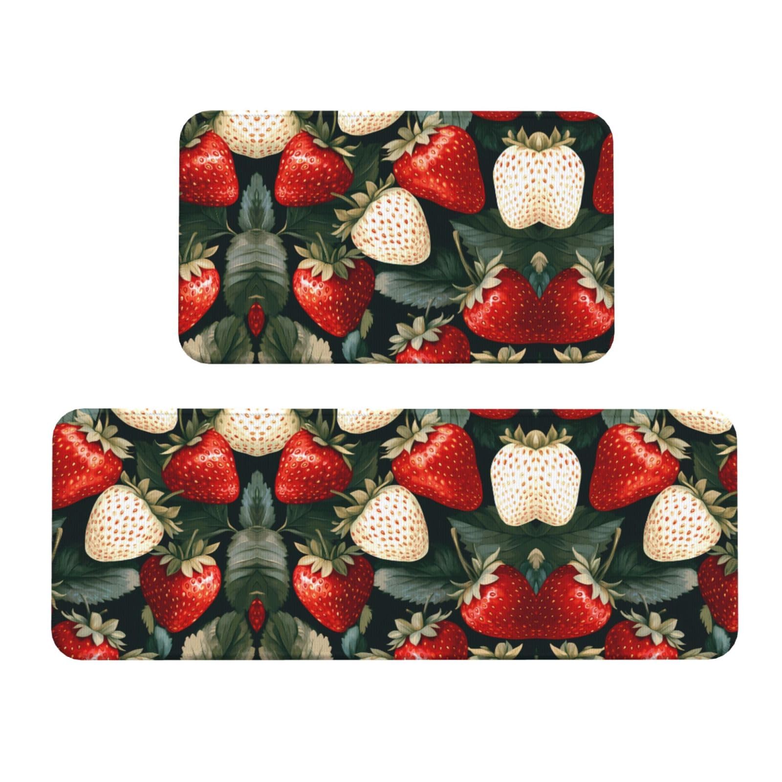 Alfombrillas antideslizantes de cocina y lavandería juego de 2 Strawberry Superposition para hogar