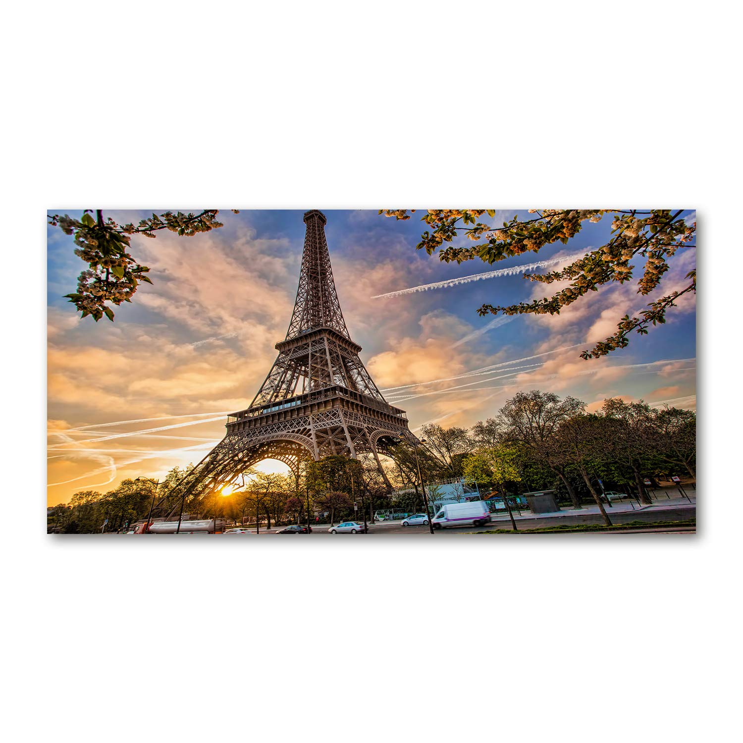 Tableau Tour Eiffel en verre acrylique pour salon lumineux et moderne