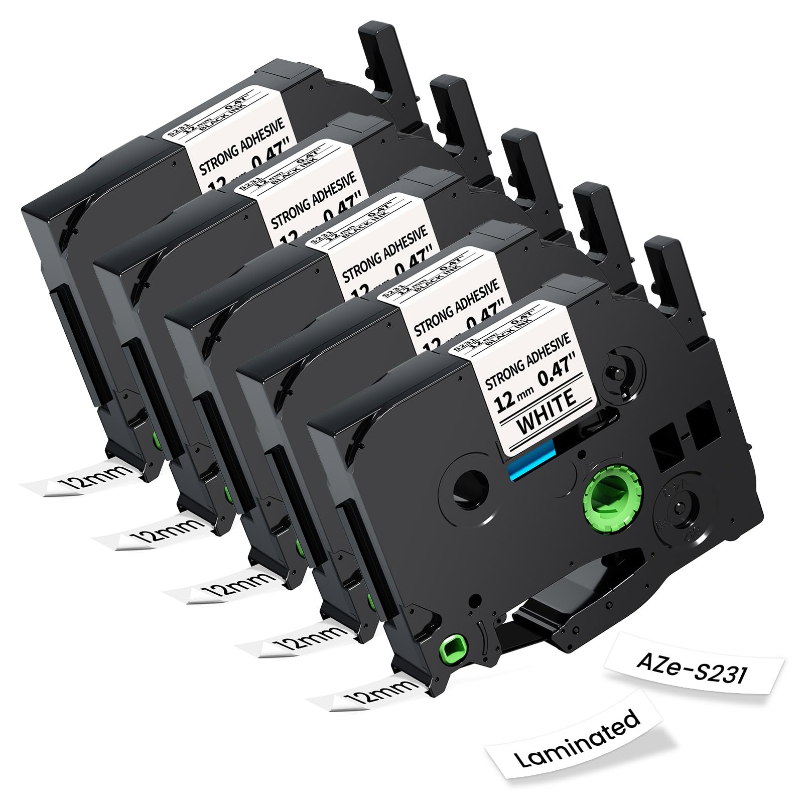 TZe-S231 Label Tape Compatible with Brother P Touch 12mm 0.47 Inch