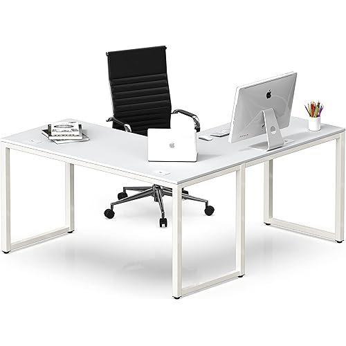 SHW Artwork L-Shaped Desk - White