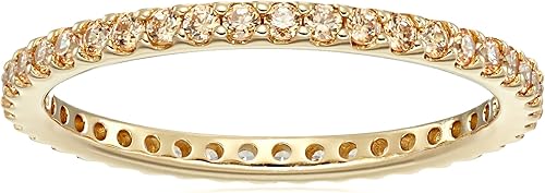 Tienda Collection Plated Sterling Silver Round-Cut All-Around Band Ring made with Infinite Elements Zirconia