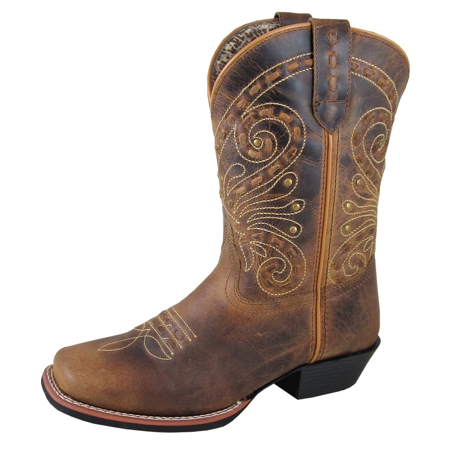 Smoky Mountain Boots Women's Shelby Western Boot, Brown Waxed Distress, Wide, Size 7 US