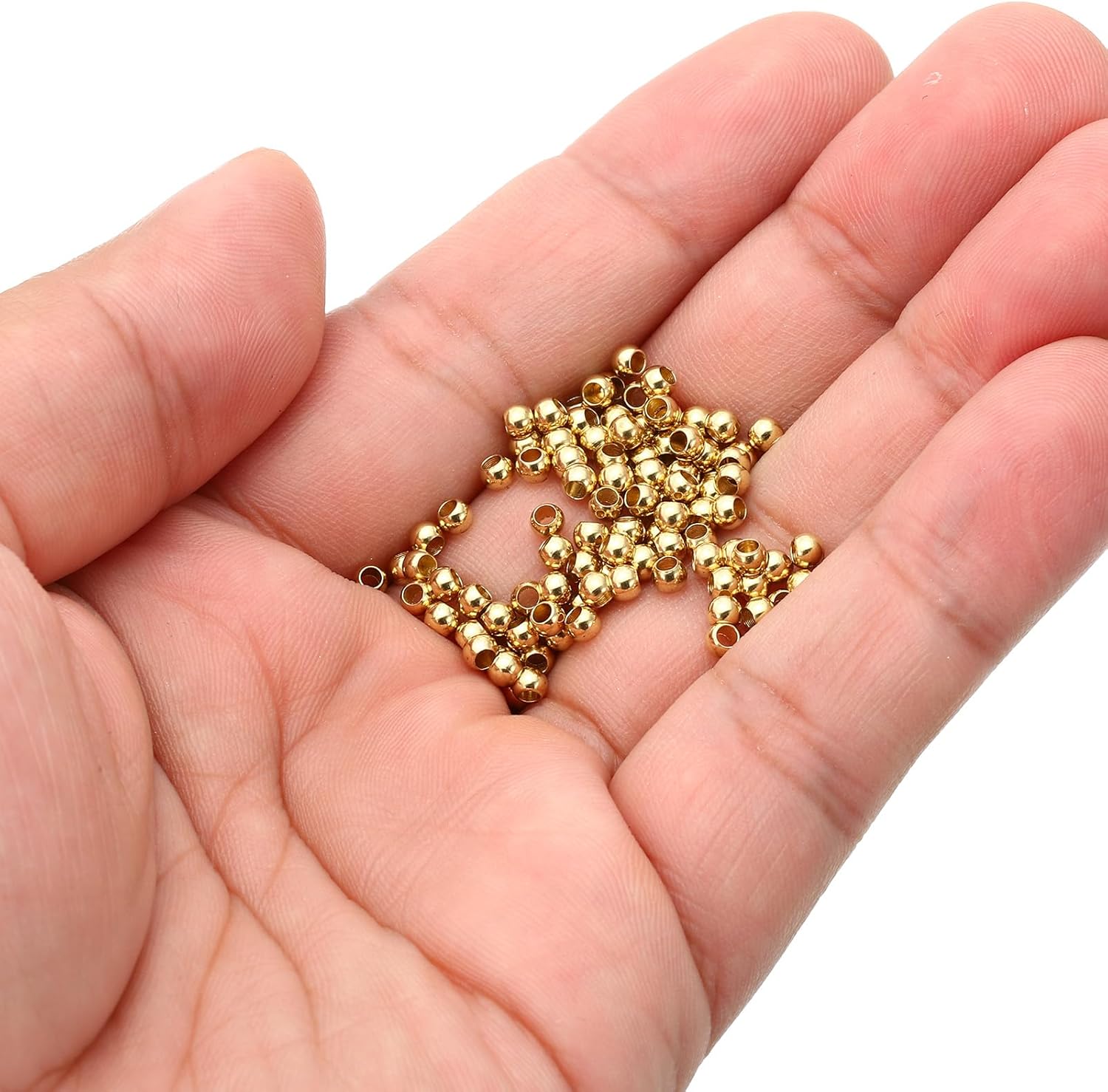 PATIKIL Brass Loose Balls, 100 Pcs 3mm OD 1.5mm ID Smooth Round Spacer Beads for Craft Metal Seamless Ball Beads for Bracelet Necklace Jewelry Making, Golden - Image 3