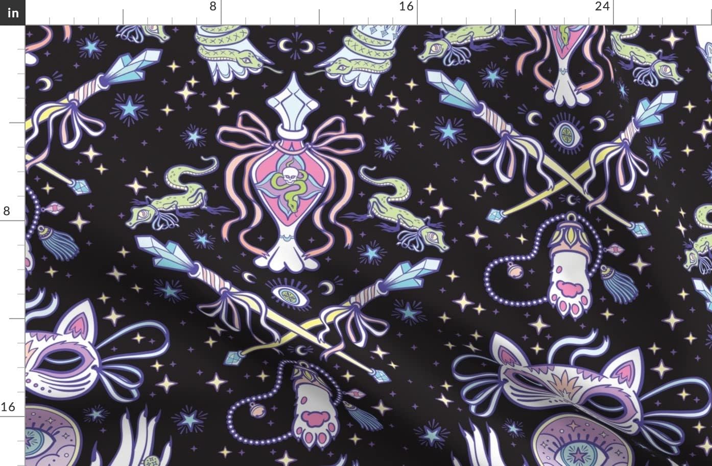 Spoonflower Fabric - Gothic Party Black Fantasy Printed on Organic Cotton Sateen Fabric by The Yard - Sewing Quilting Apparel Home Decor