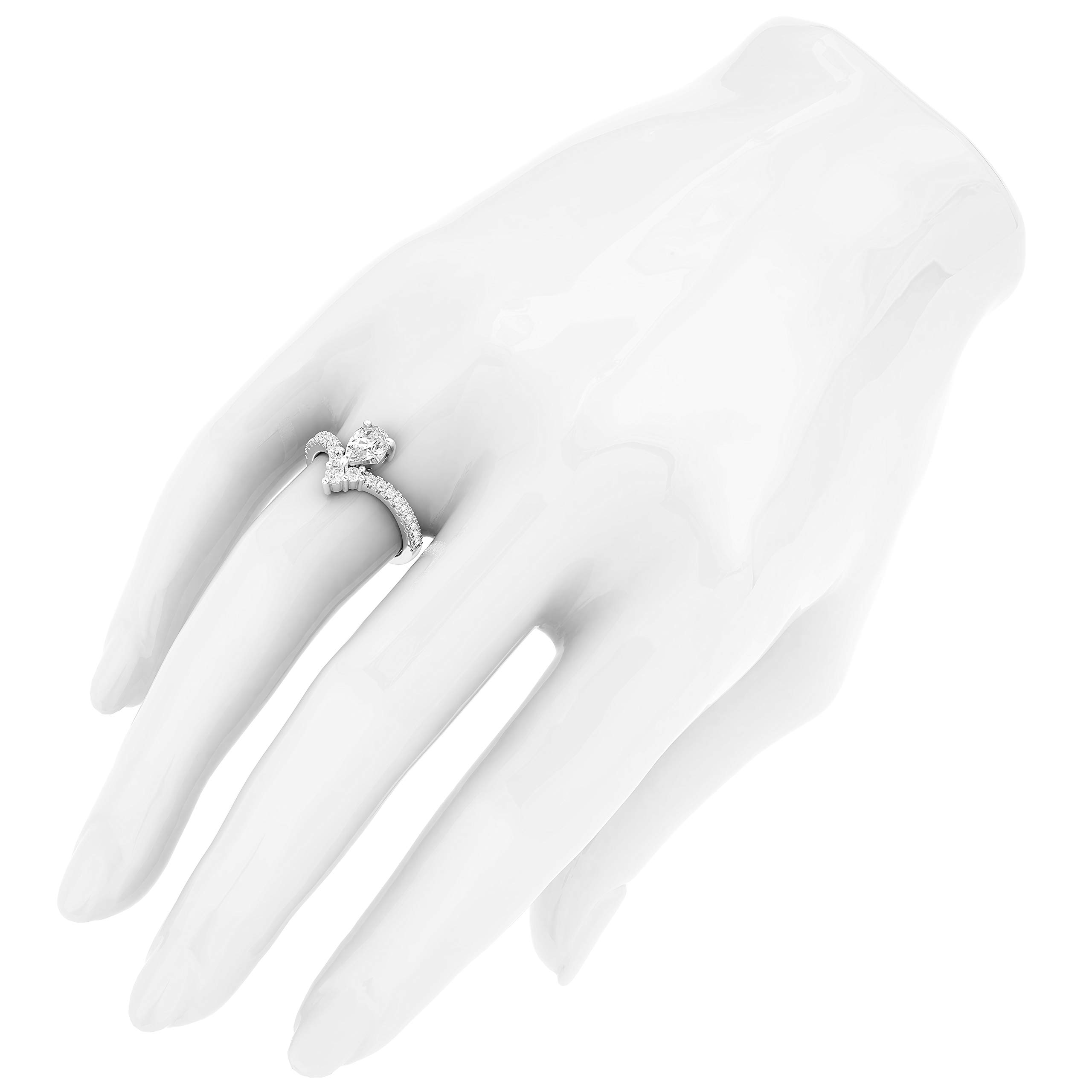 Anello di fidanzamento con diamante simulato a forma di pera in argento Sterling con corona da principessa e corona da donna
