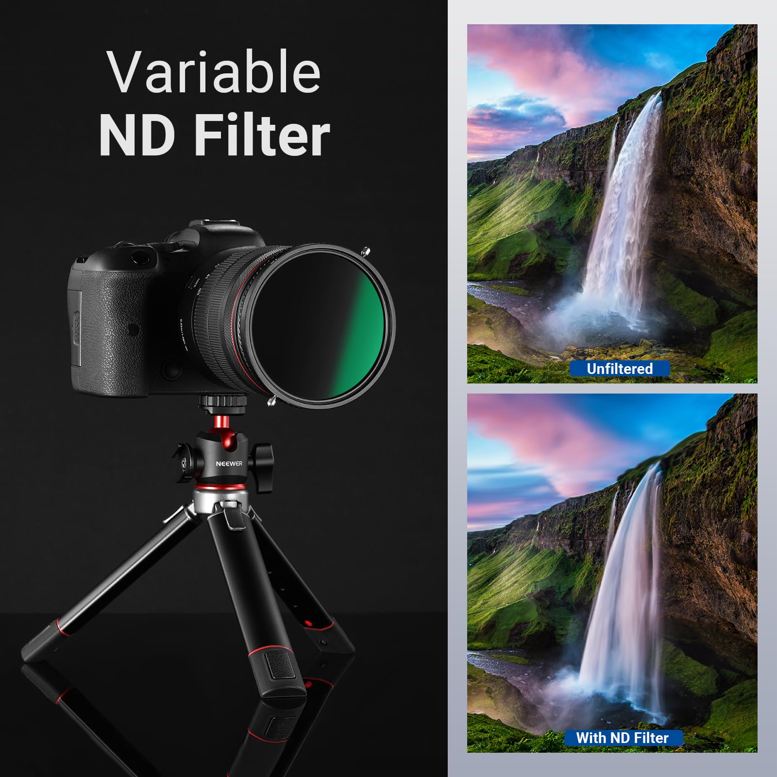 NEEWER 2 w 1 58 mm zmienny filtr ND ND2-ND32 i CPL (filtr polaryzacyjny) No X Cross zmienny szary filtr HD szkło optyczne 30-warstwowe nano, powlekane wodą, odporne na zarysowania