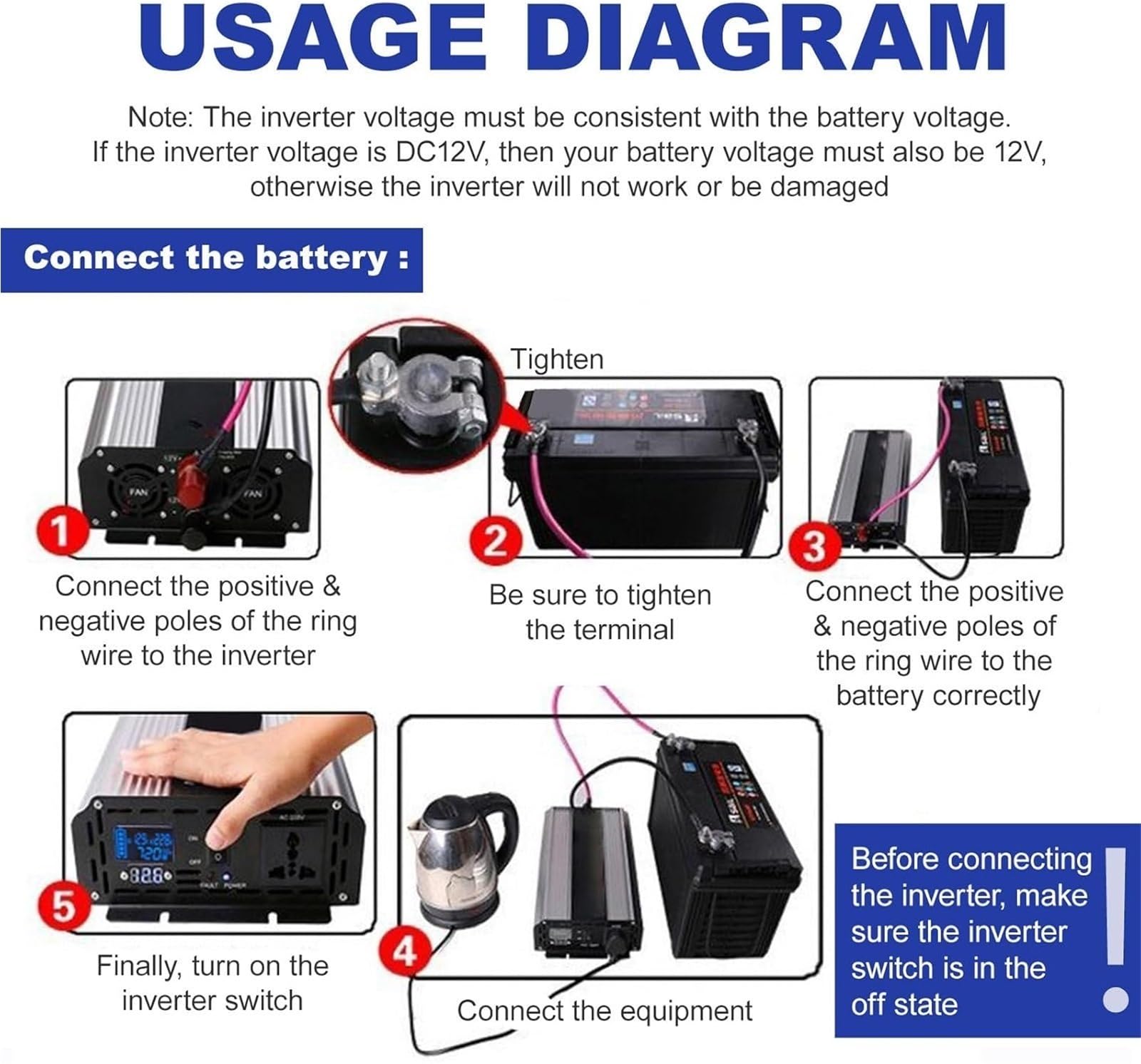 Inverter a onda sinusoidale pura 4000W 5000W 6000W 7000W 8000W 10000W 12000W DC 12V 24V 48V 60V a AC 220V 230V Inverter solari di potenza Invertitore di Tensione Fotovoltaico(12000W,12V)