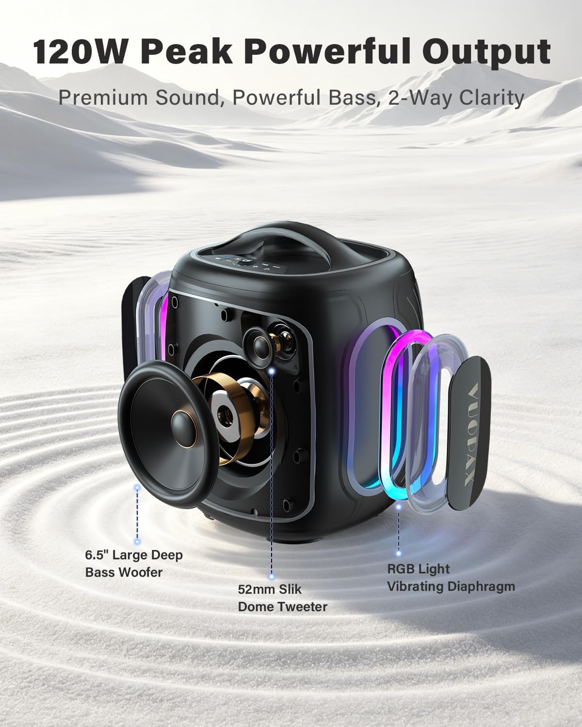Portable Bluetooth Speaker with Deep Bass, 120W Peak Wireless Party Speaker, 30H Battery & RGB Lights, TWS, IP65 Waterproof, Fast Charging 18000mAh, Outdoor Speaker for Beach Camping Travel