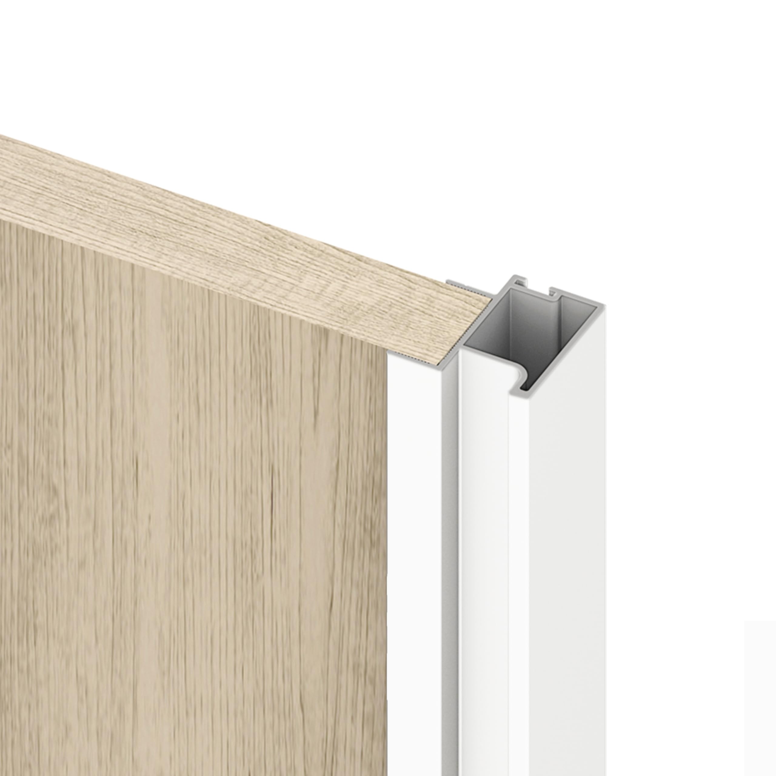 Emuca - Système coulissant pour armoires, 2 portes avec profils Sharp, épaisseur 19mm, fermeture amortie, panneaux non incluses, Peint en blanc