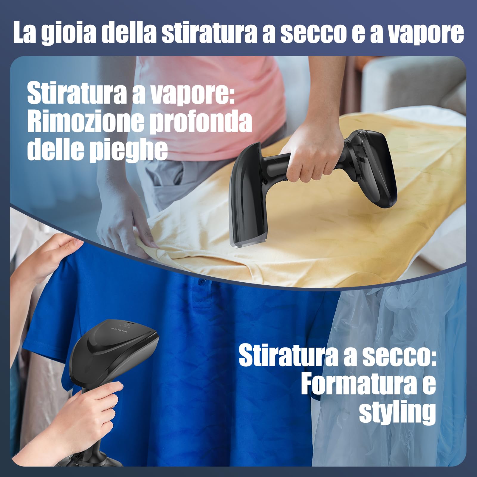 NTAYDZSW Ferro da stiro a vapore portatile 1800W, riscaldamento in 20s, serbatoio 300 ml, spegnimento automatico, per casa, viaggio e ufficio