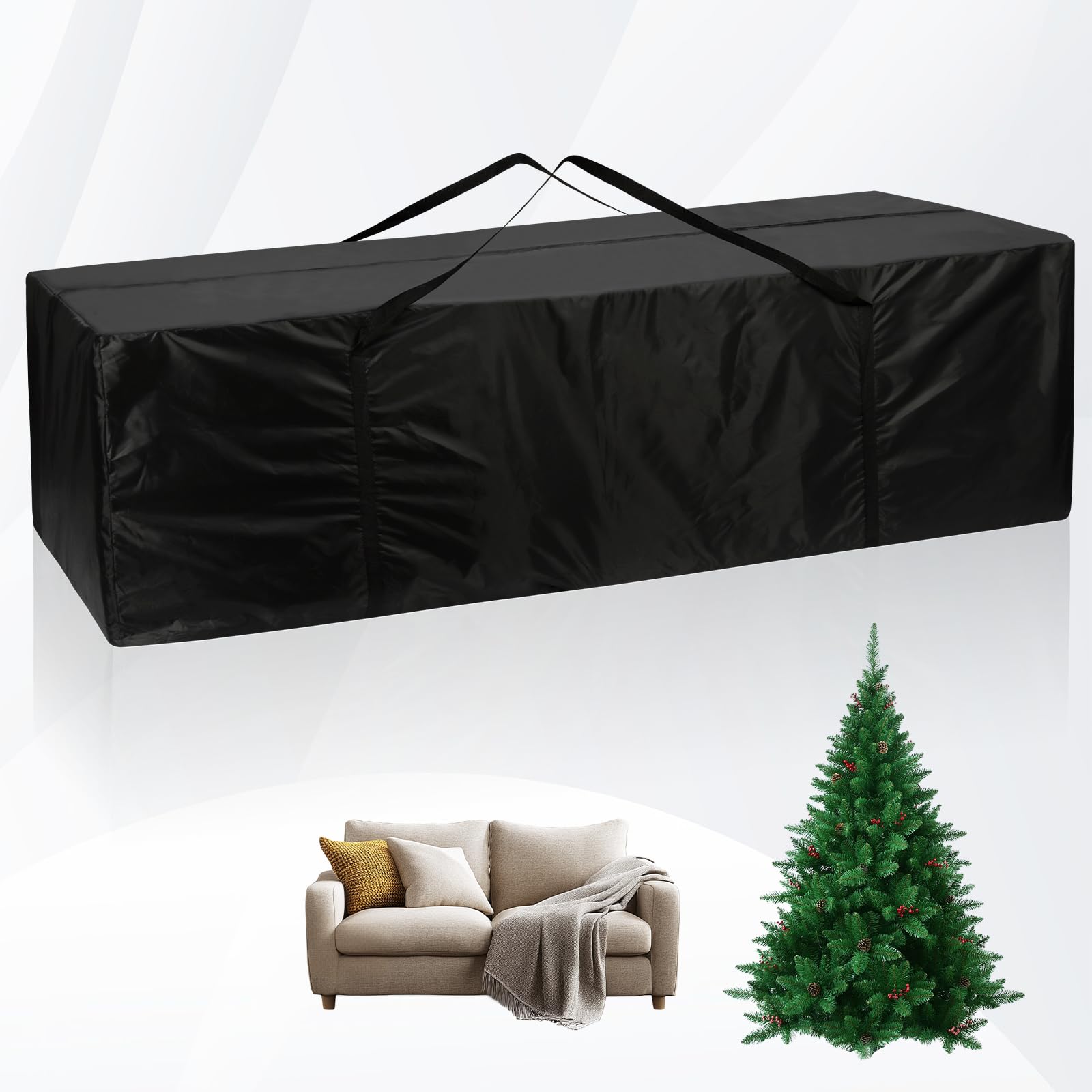 AiQInu Borsa da Giardino per Cuscini, Oxford Porta Cuscini da Esterno Impermeabile, Nero Borsa per Cuscino con Maniglie - 173x76x51cm