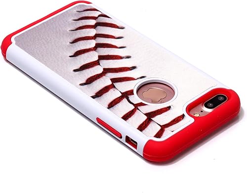 Miniatura 4 de Sunshine - Tech Funda para iPhone 7 Plus, diseño deportivo de béisbol, policarbonato duro de absorción de golpes y silicona interior híbrida de