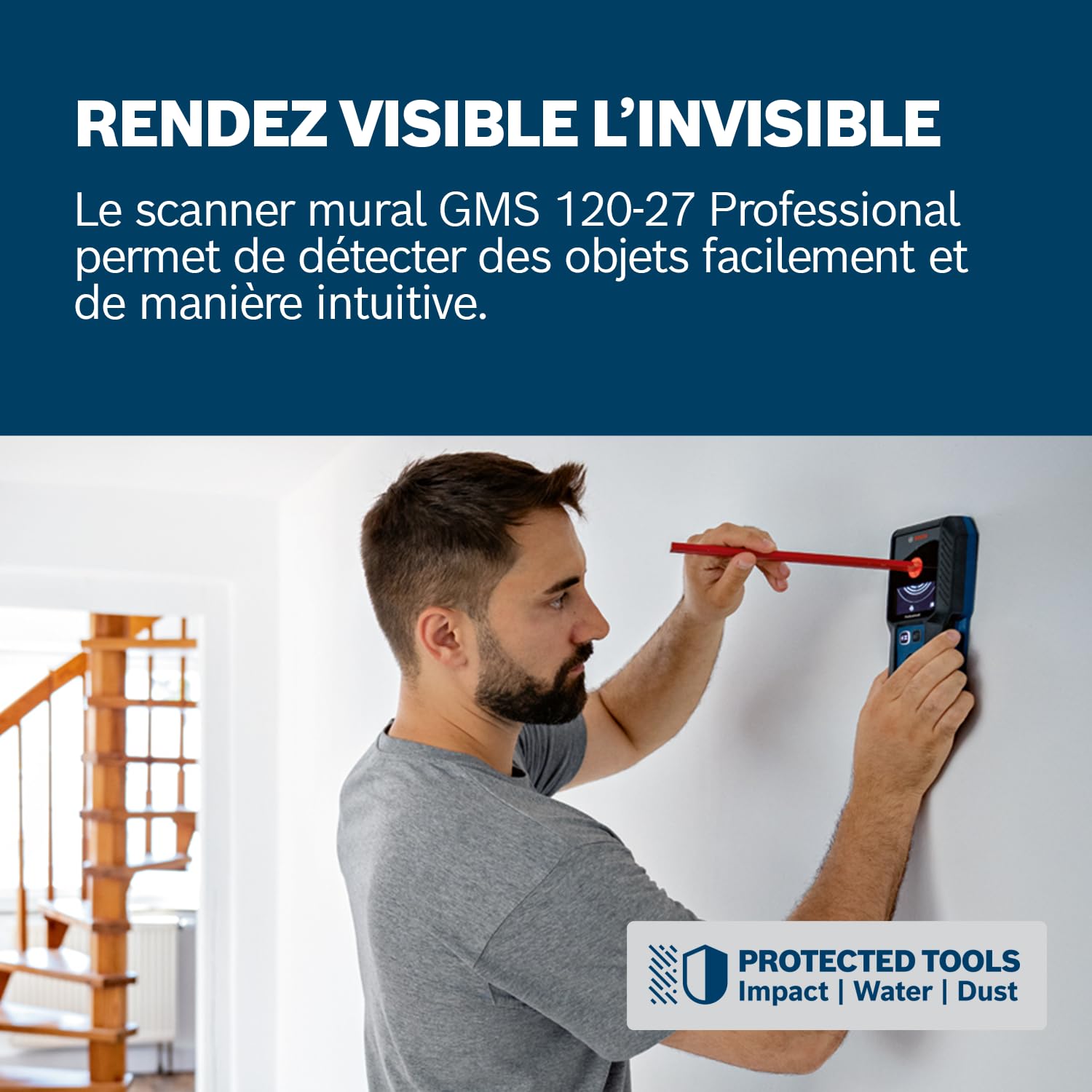 Bosch Professional GMS 120-27 Scanneur Mural Détection 120/100/50/30 mm USB-C