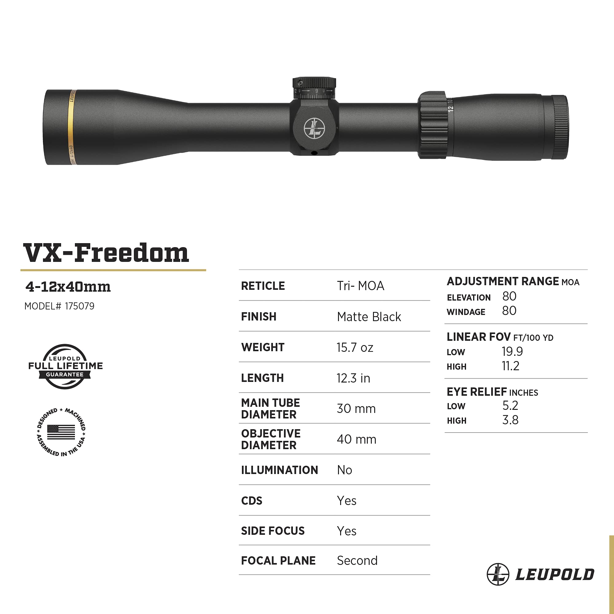 スコープ　LEUPOLD VX-Ⅱ 4〜12倍 Leupold VX-2 4-12x40mm Adjustable Objective Rifle Scope
