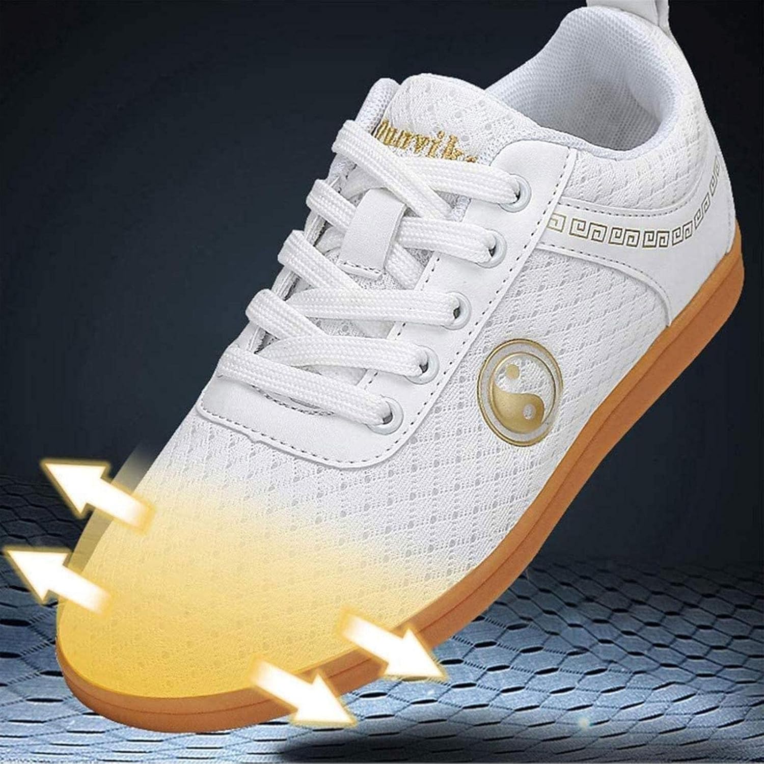 TECDOTO Unisex Taekwondo Shoes Adults Taichi Martial Arts Sneaker Lace-Up Soft Sole Karate Shoes for Fitness Exercises Foot Protection Equipment,Black-6.5