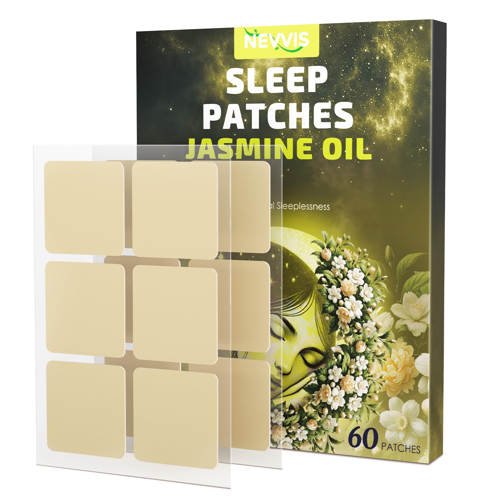 Jasmine Sleep Patches, 60 Sleep Patches for Adults Extra Strength, Natural Plant Ingredients of Sleep Patch, Deep Sleep Patches for Men and Women, Skin-Friendly & Easy to Apply