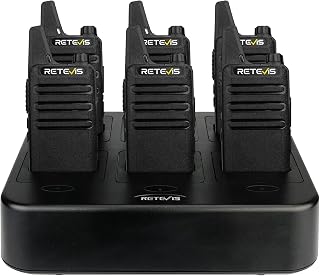 Retevis RT22 6-Pack Rechargeable Walkie Talkies with 6-Way Gang Charger | Compact FRS 2-Way Radios for Business Use