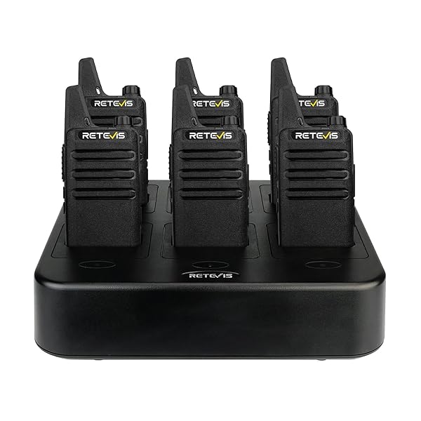 Retevis RT22 Walkie Talkies Rechargeable Hands Free 2 Way Radios Two-Way Radio(6 Pack) with 6 Way Multi Gang Charger